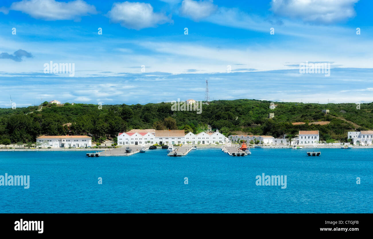 naval base in the port of mahon menorca spain digitally enhanced Stock Photo