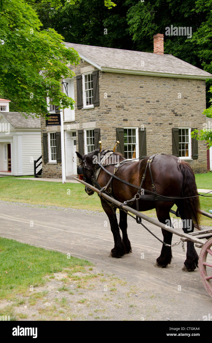 New York, Cooperstown, Farmers' Museum. Main Street lines with historic