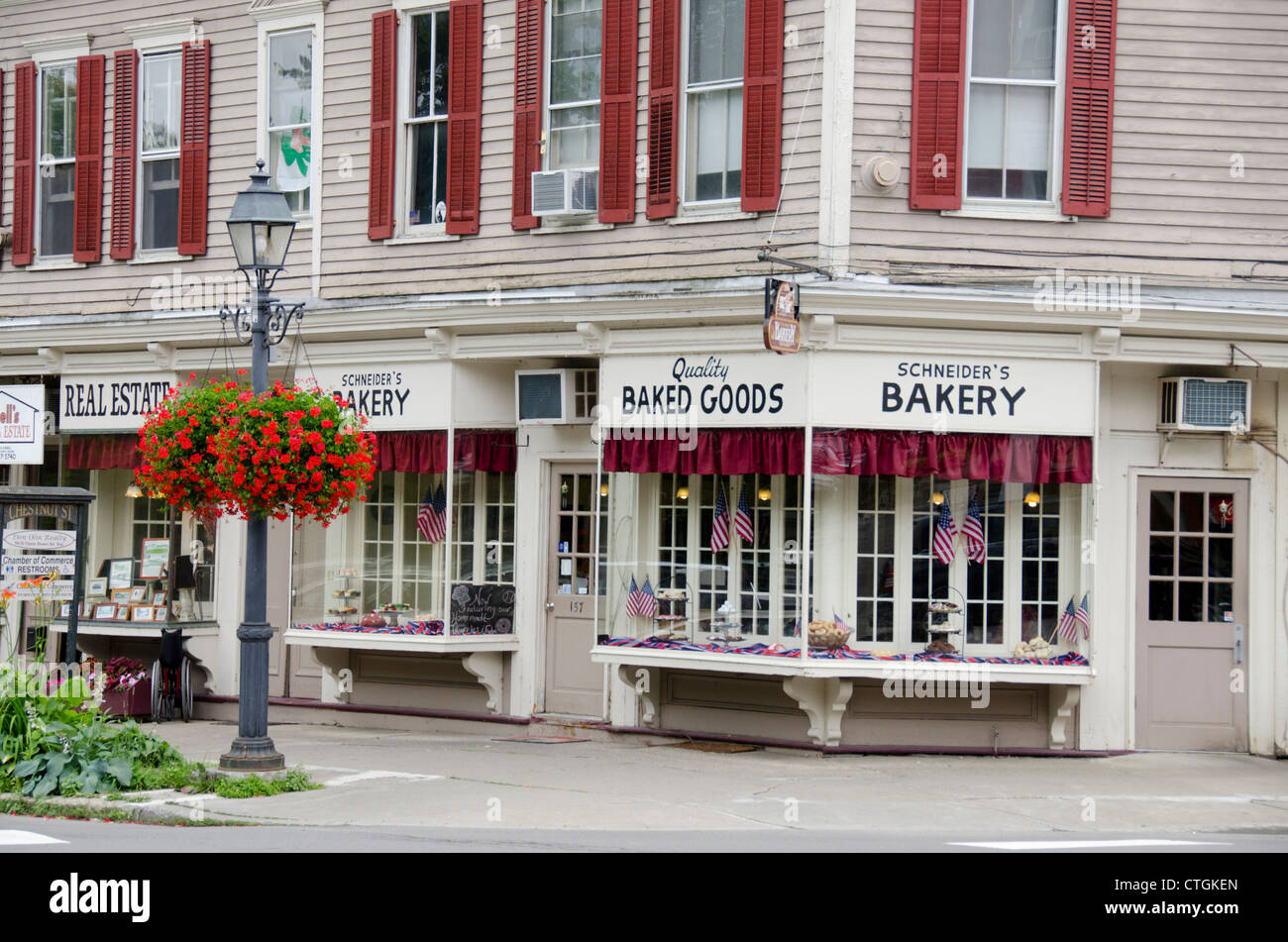 New York, Cooperstown. Downtown street scene of Cooperstown, bakery. Stock Photo