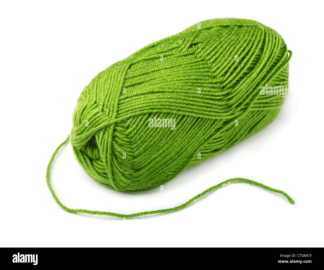 Skein of green yarn isolated on white Stock Photo