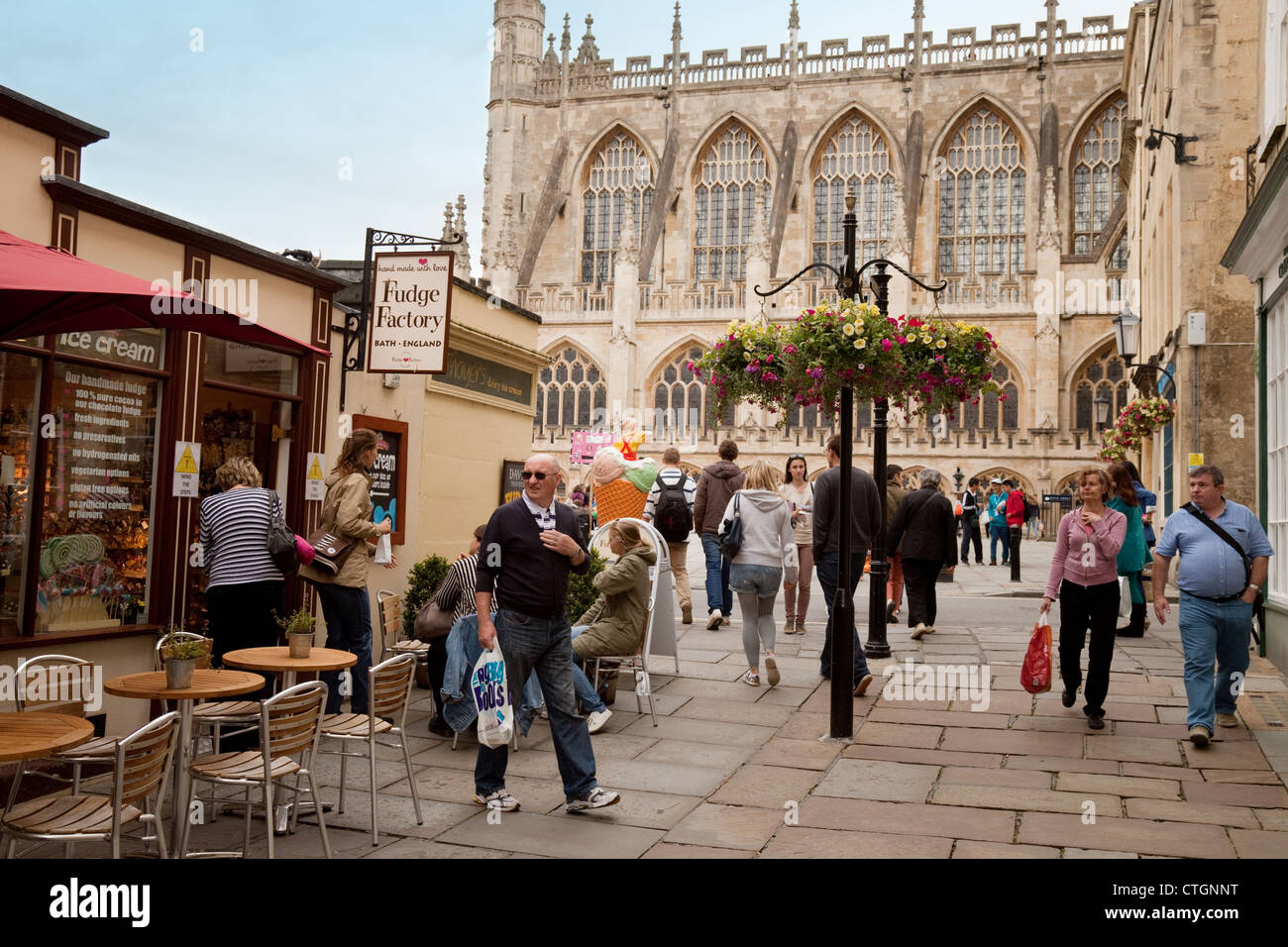 Street scene outside Bath Abbey, Bath Somerset UK Stock Photo Alamy