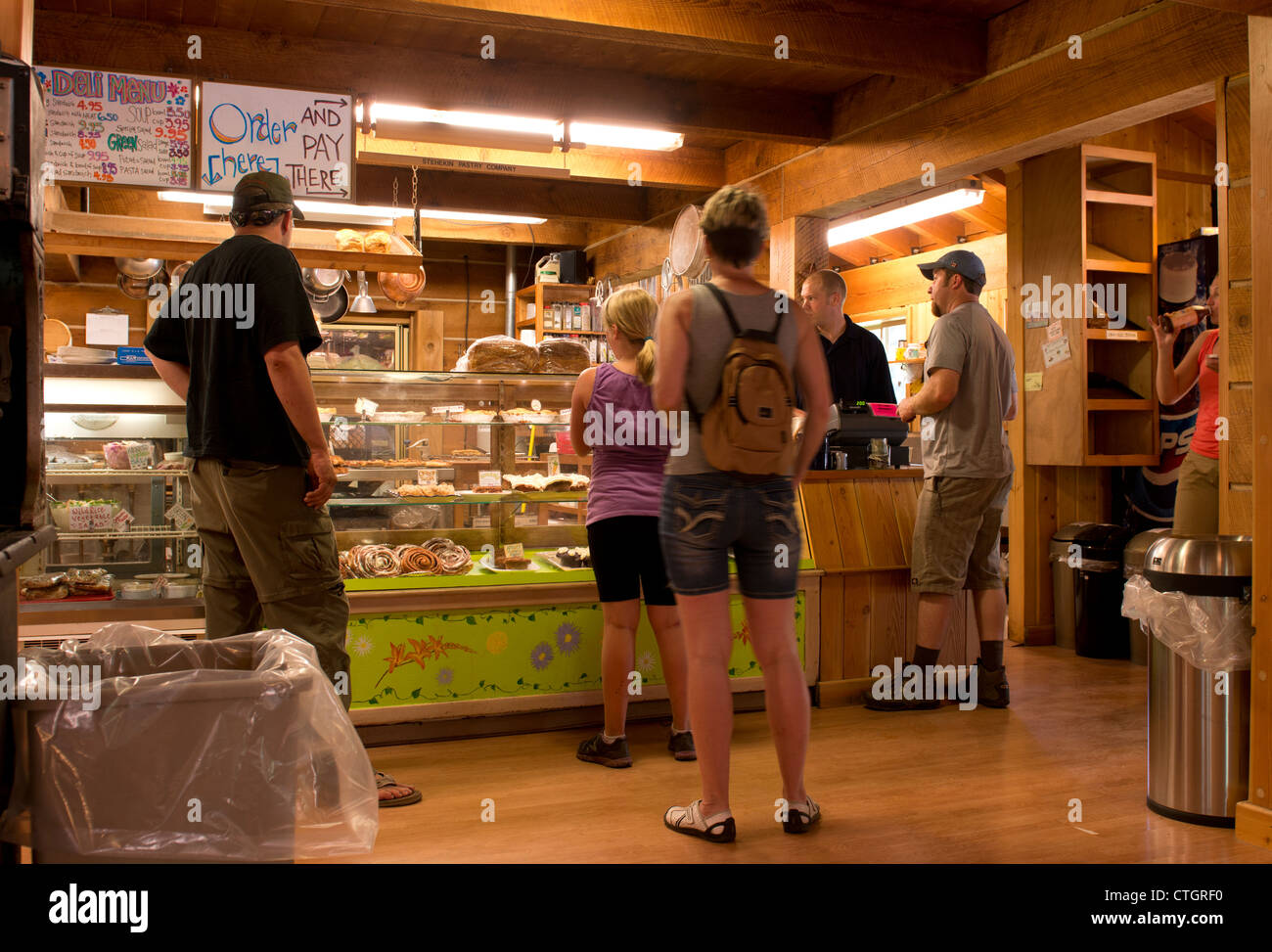 'The Bakery', Stehekin Pastry Company, Stehekin, Lake Chelan, North Cascades, Washington. Popular bakery in remote mountain comm Stock Photo