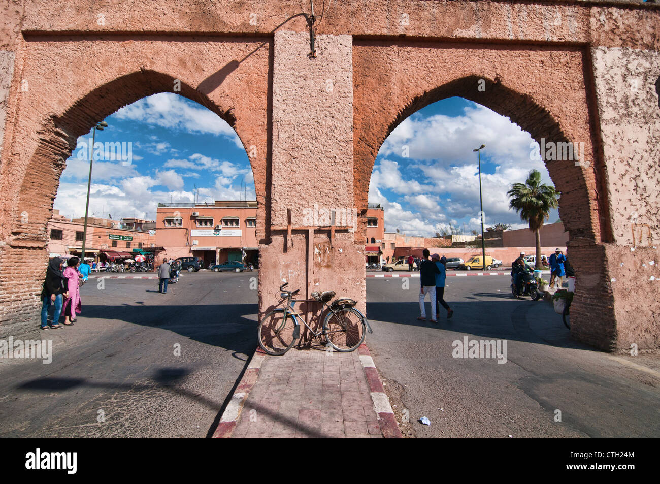 The Bab Doukkala, gateway to the ancient medina in Marrakech, Morocco Stock Photo