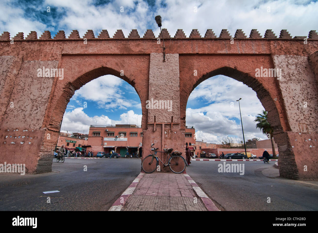 The Bab Doukkala, gateway to the ancient medina in Marrakech, Morocco Stock Photo