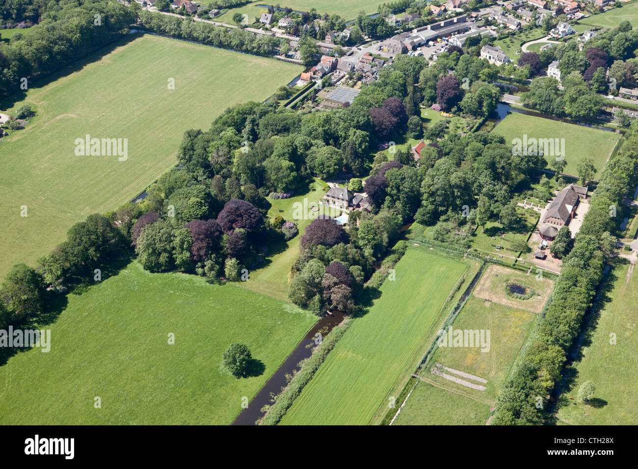 The Netherlands, 's-Graveland, Aerial. mansions. Aerial Stock Photo
