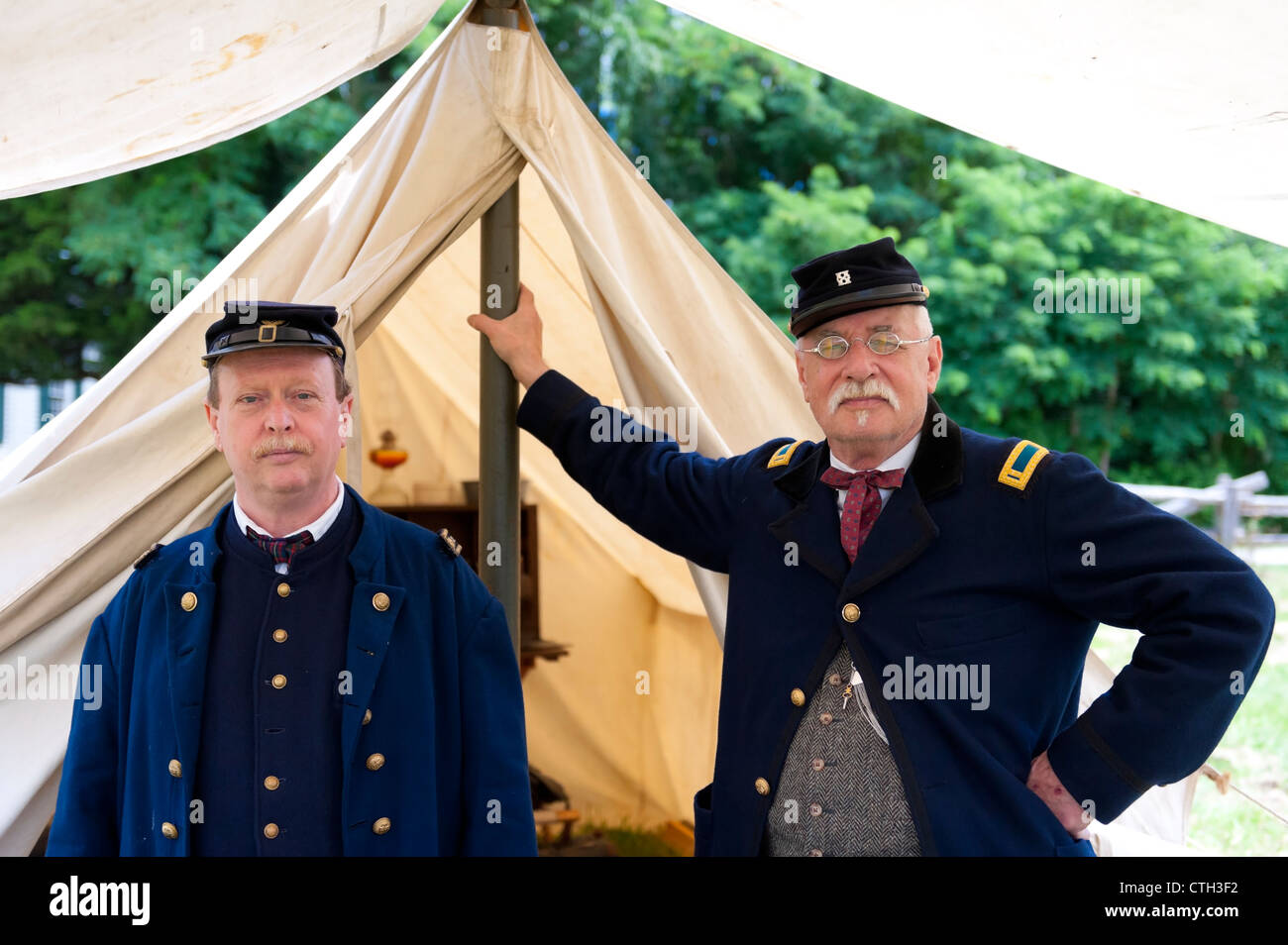 Old Bethpage, New York, USA July 21, 2012 BOB HANSEN (R) of Sea Cliff, NY, portrays Company