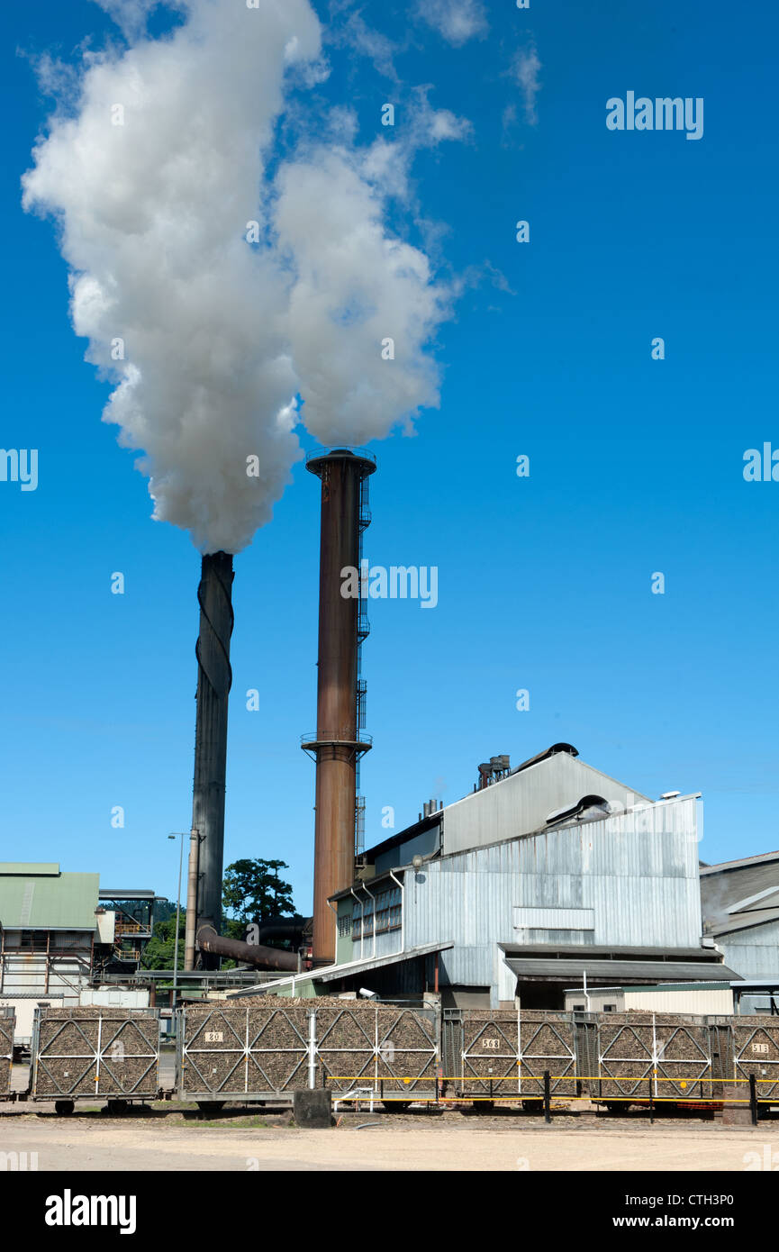 Tully Sugar mill crushing cane sugar delivered by the sugar cane trains