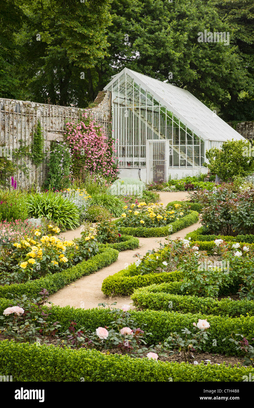 Section of walled garden at  La Seigneurie Sark UK Stock Photo