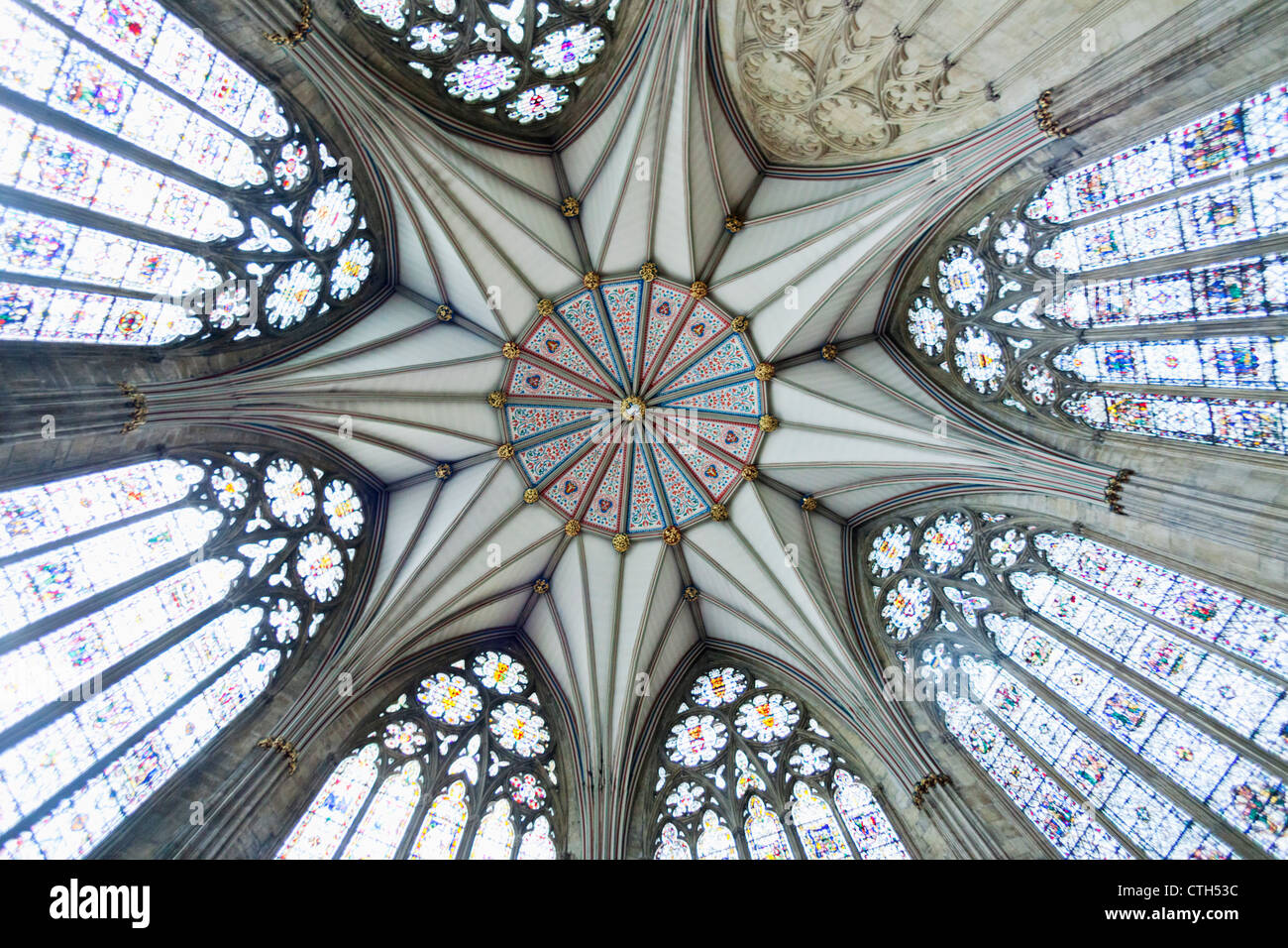 England, Yorkshire, York, York Minster, The Chapter House Ceiling Stock ...