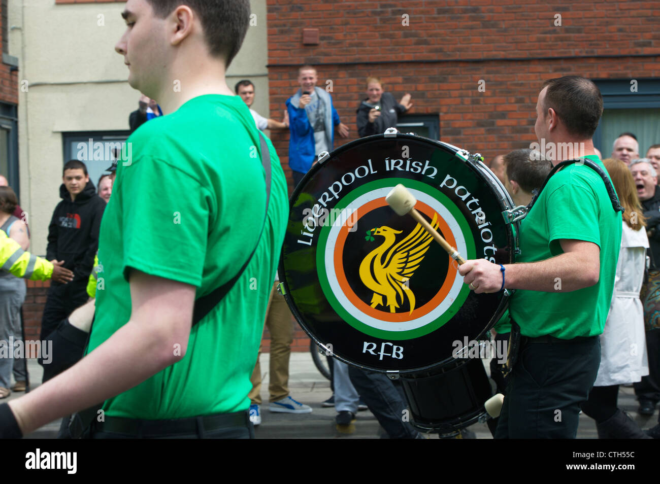 Liverpool Irish Patriots Republican Flute Band, lead the James Larkin Society of Liverpool March, Saturday 21st July 2012 Stock Photo