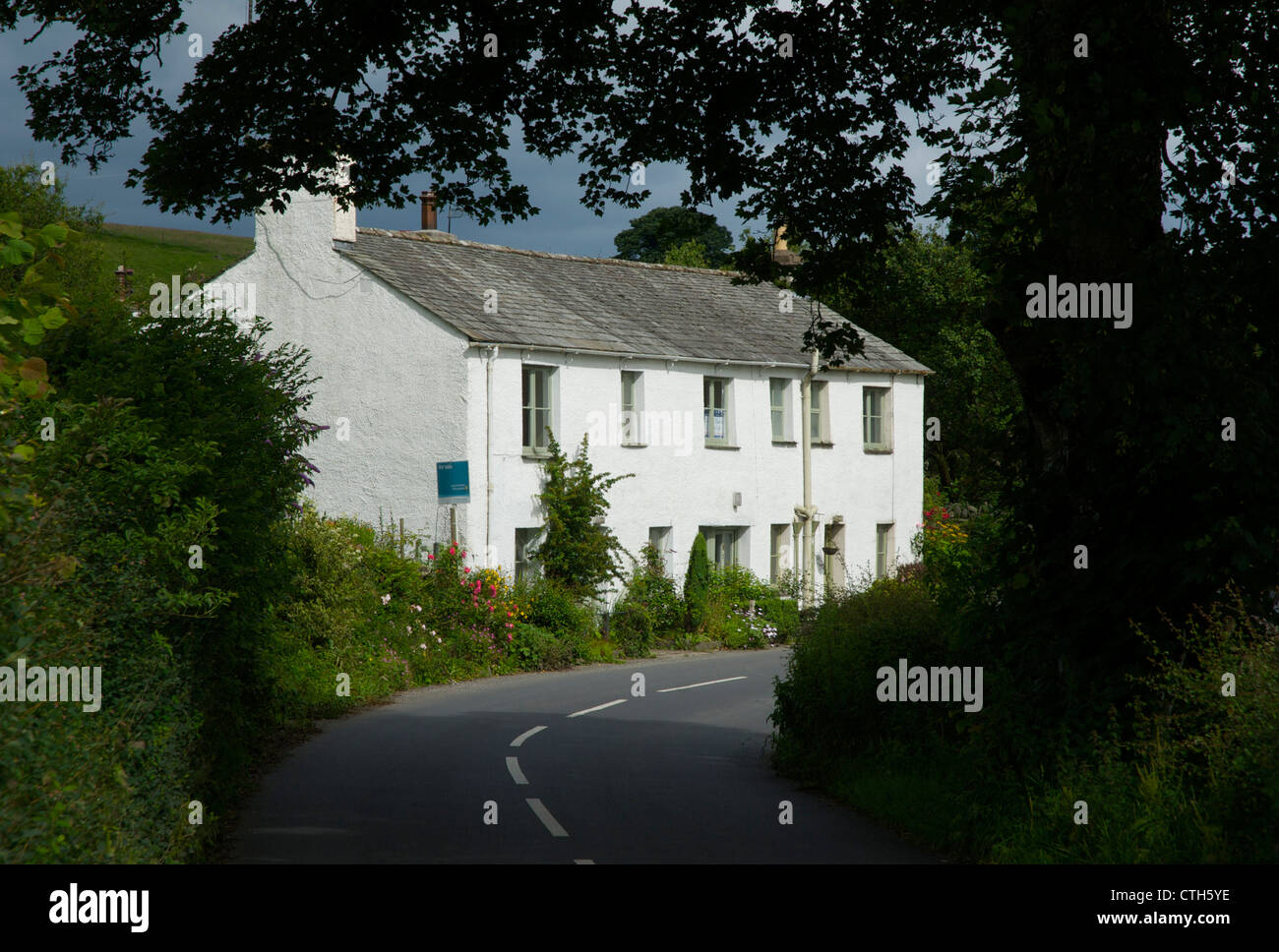 Row of cottages near the village of Hawkshead, Lake District National Park, Cumbria, England UK