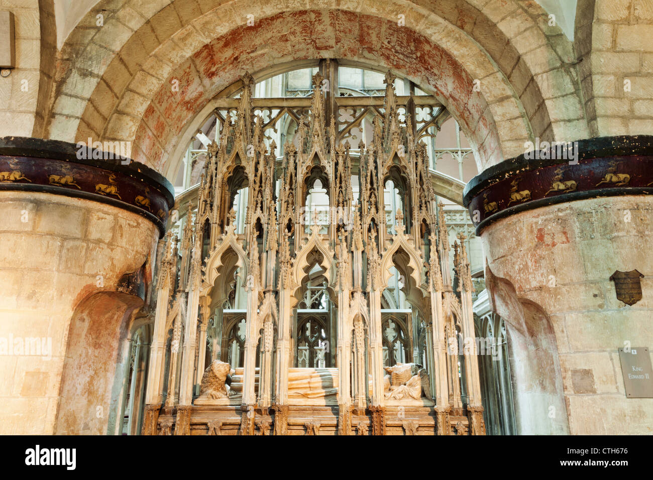 England, Gloucestershire, Gloucester, Gloucester Cathedral, Tomb of Edward II Stock Photo