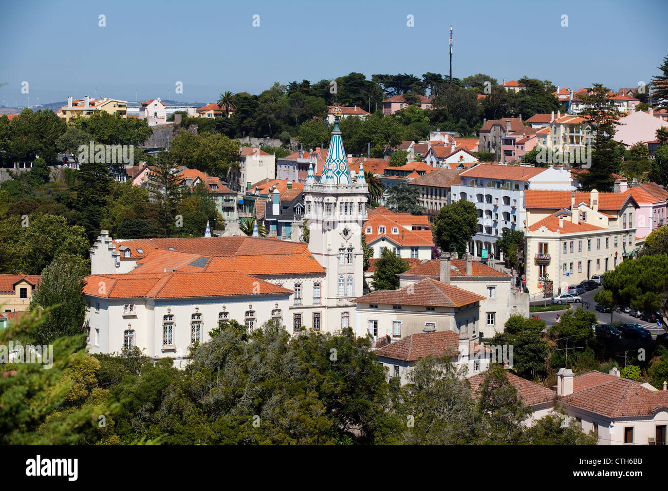 View over the municipal building or town hall of Sintra, Portugal, Camara Municipal Stock Photo