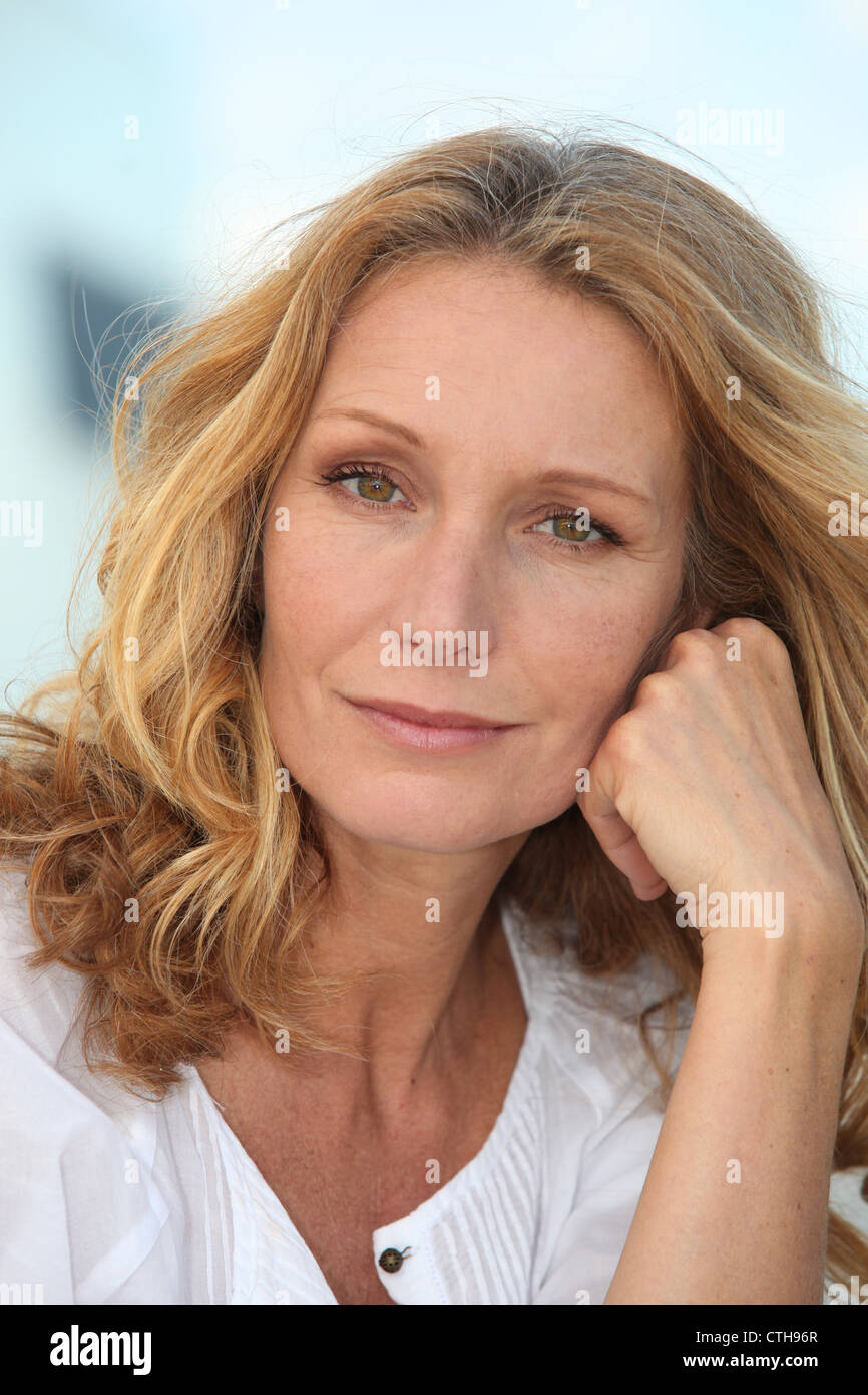 Portrait of a middle-aged blonde woman Stock Photo - Alamy