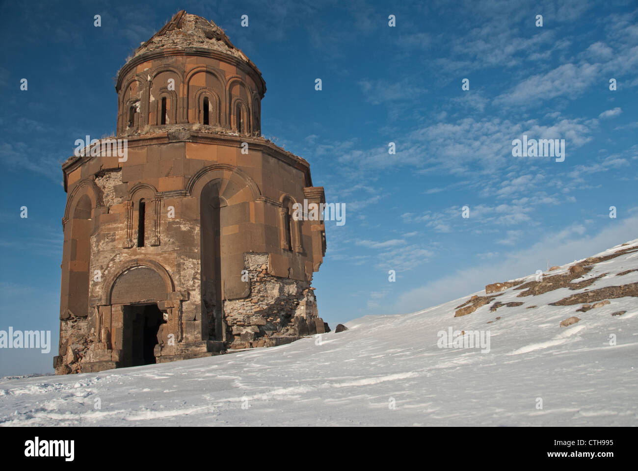 Ancient Ruins of Ani at winter time, Kars, Eastern Anatolia, Turkey Stock Photo