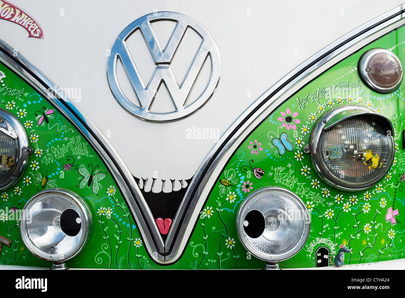 VW Split Screen Volkswagen camper van. Seventies hippie style Stock Photo