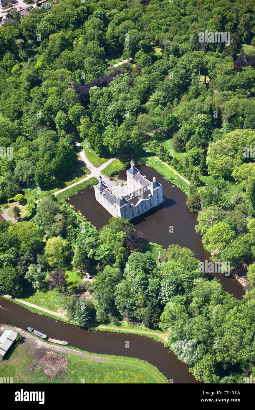 The Netherlands, Warmond, Castle called Huys te Warmond. Aerial Stock