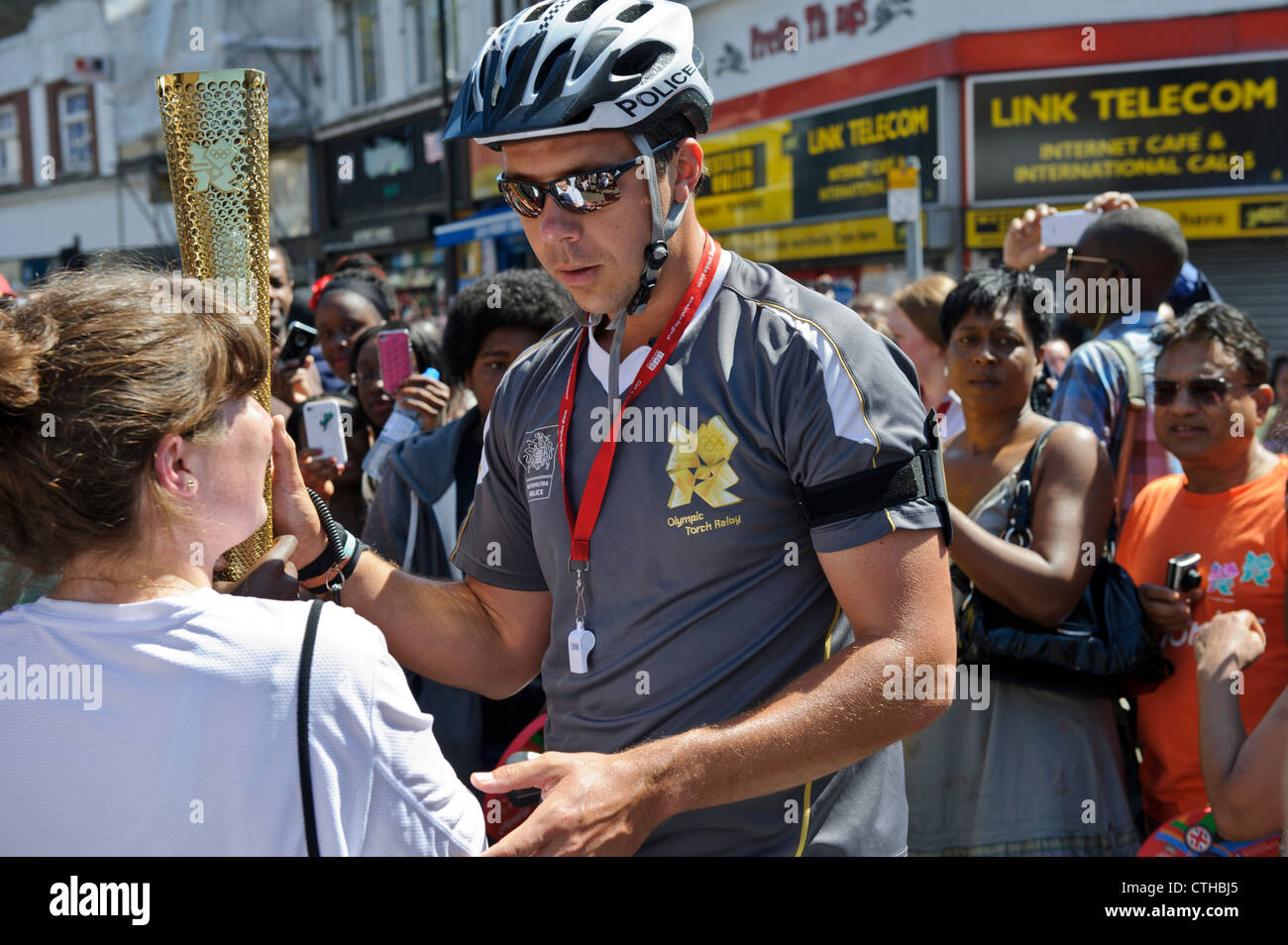 Olympic Torch Replay 2012 Police, Thornton Heath, Surrey, England, UK