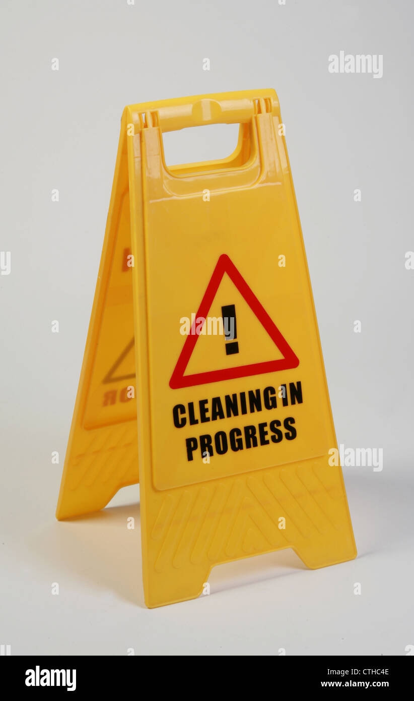 wet floor warning sign Stock Photo