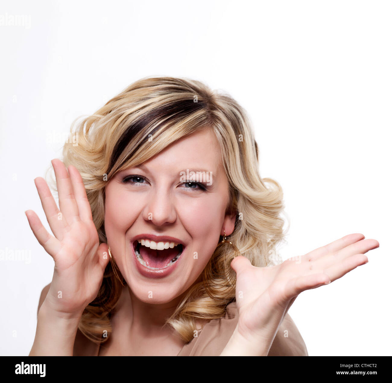 Portrait happy blond young hi-res stock photography and images - Alamy