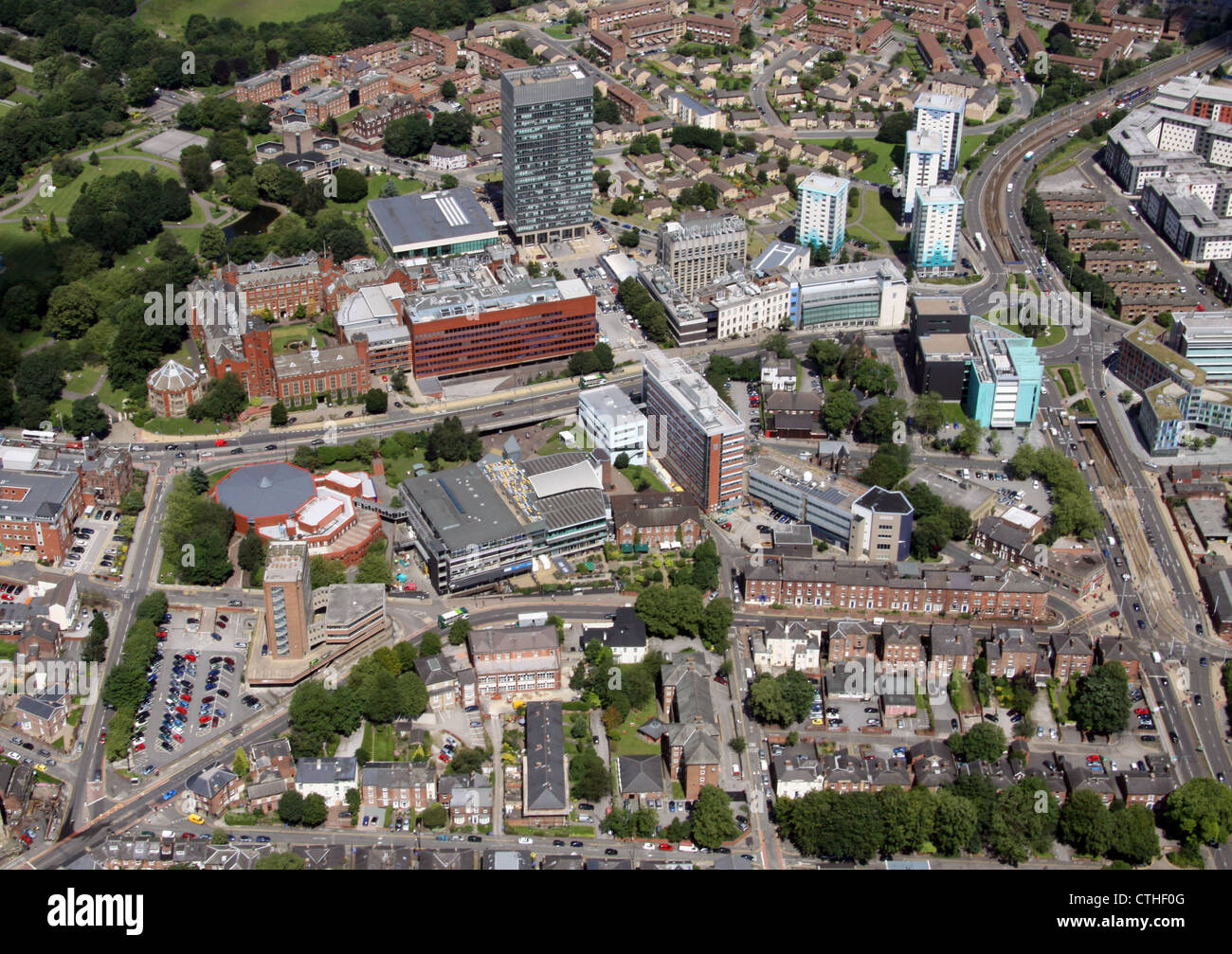 aerial view of Sheffield University Stock Photo