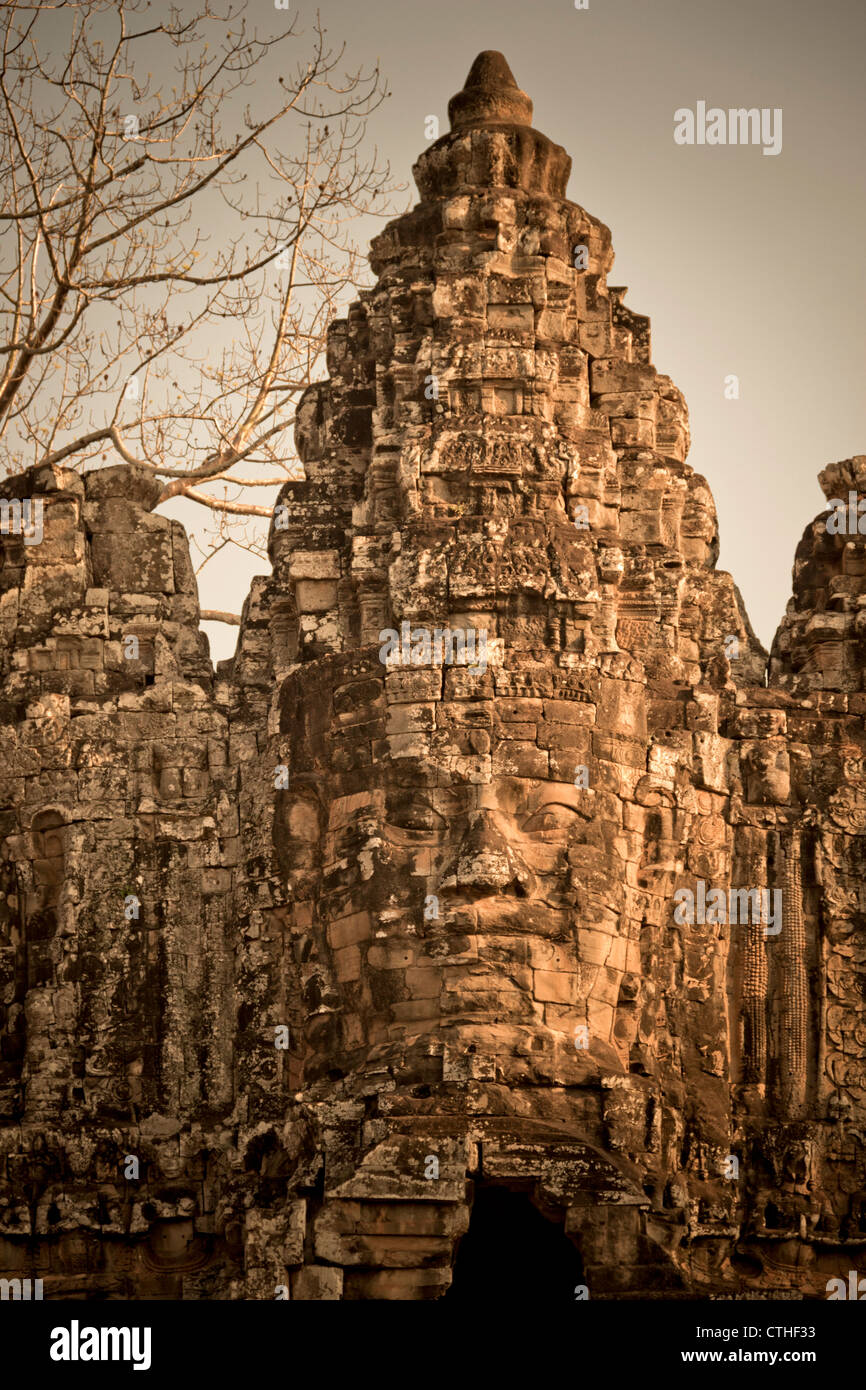 Giant Gopura , entrance building of Angkor Thom, Angkor Wat, Siem Reap, Cambodia Stock Photo