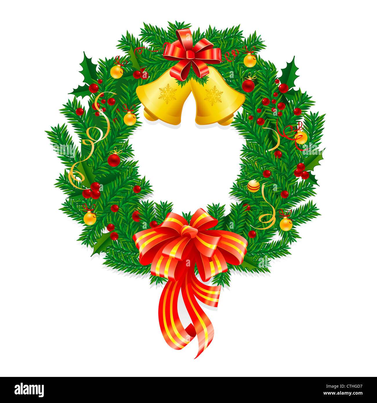 Christmas Wreath on white background Stock Photo