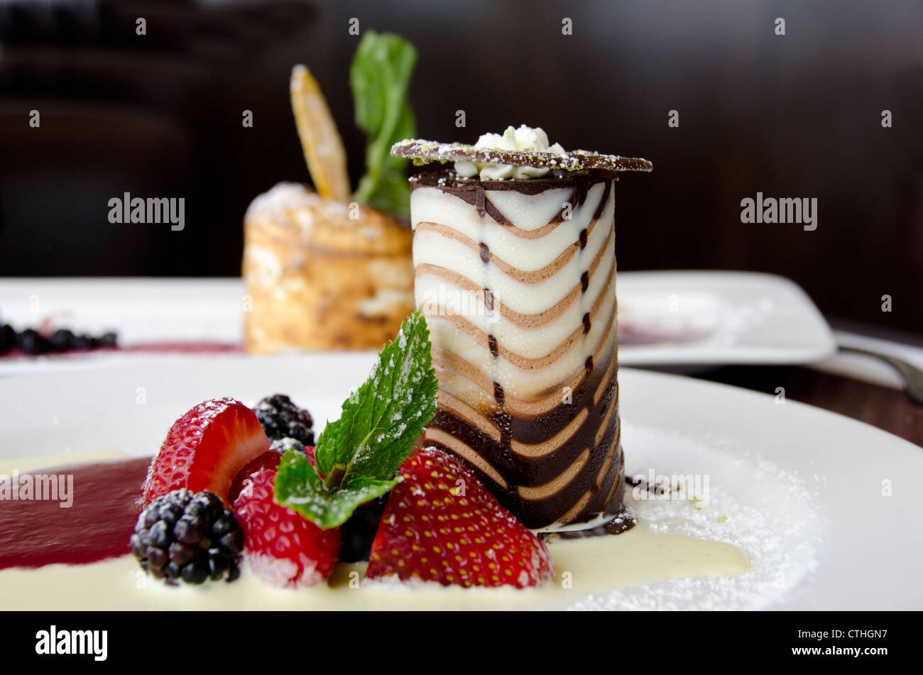 Canada, Ontario, Toronto. CN Tower specialty restaurant desserts Stock