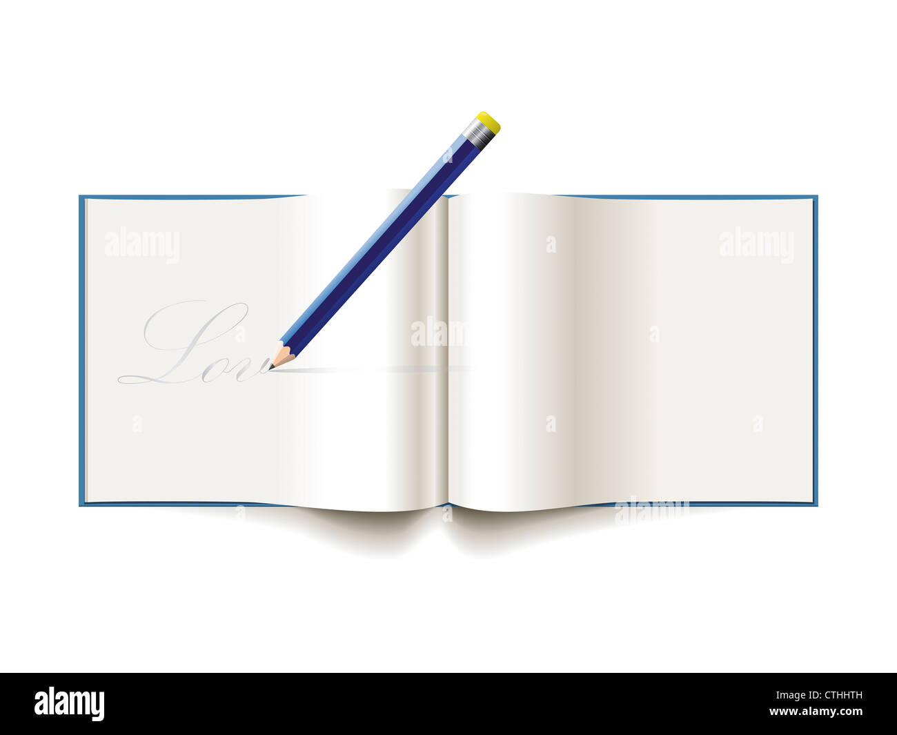 isolated pencil love note notebook Stock Photo