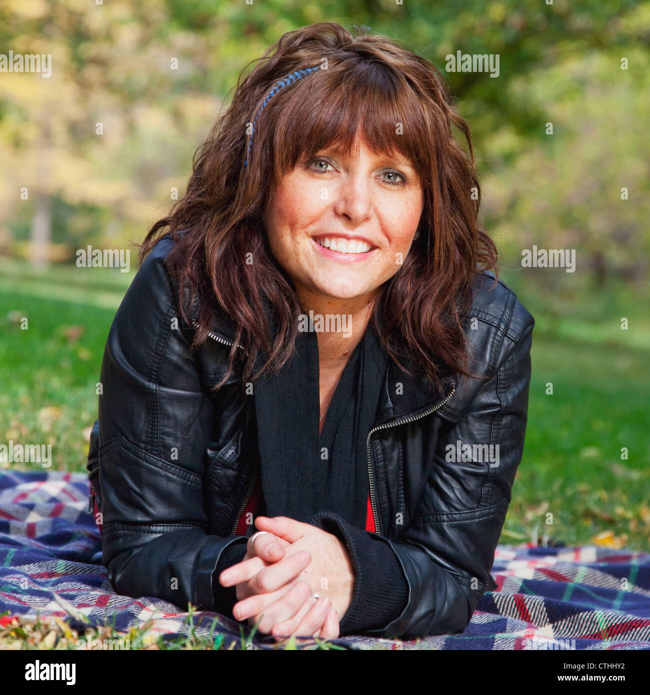 Portrait Of A Young Woman In A Park; Edmonton, Alberta, Canada Stock Photo Alamy