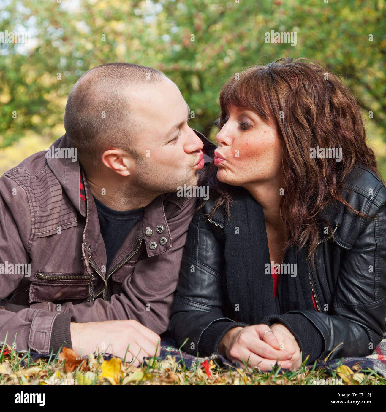 Young Married Couple Ready To Kiss In The Park Edmonton Alberta
