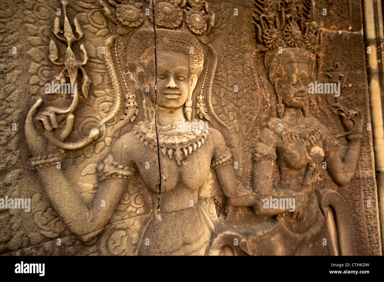 Devata at Angkor Wat Temple, Cambodia, Asia, Stock Photo