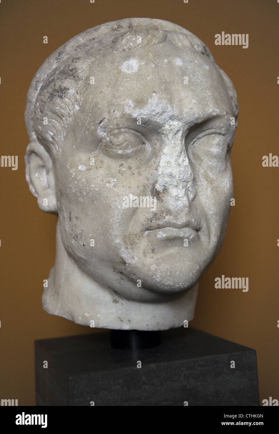 Valerian (193/195/200 – 260 or 264), also known as Valerian the Elder. Roman Emperor from 253 to 260.. Bust. Marble. Stock Photo