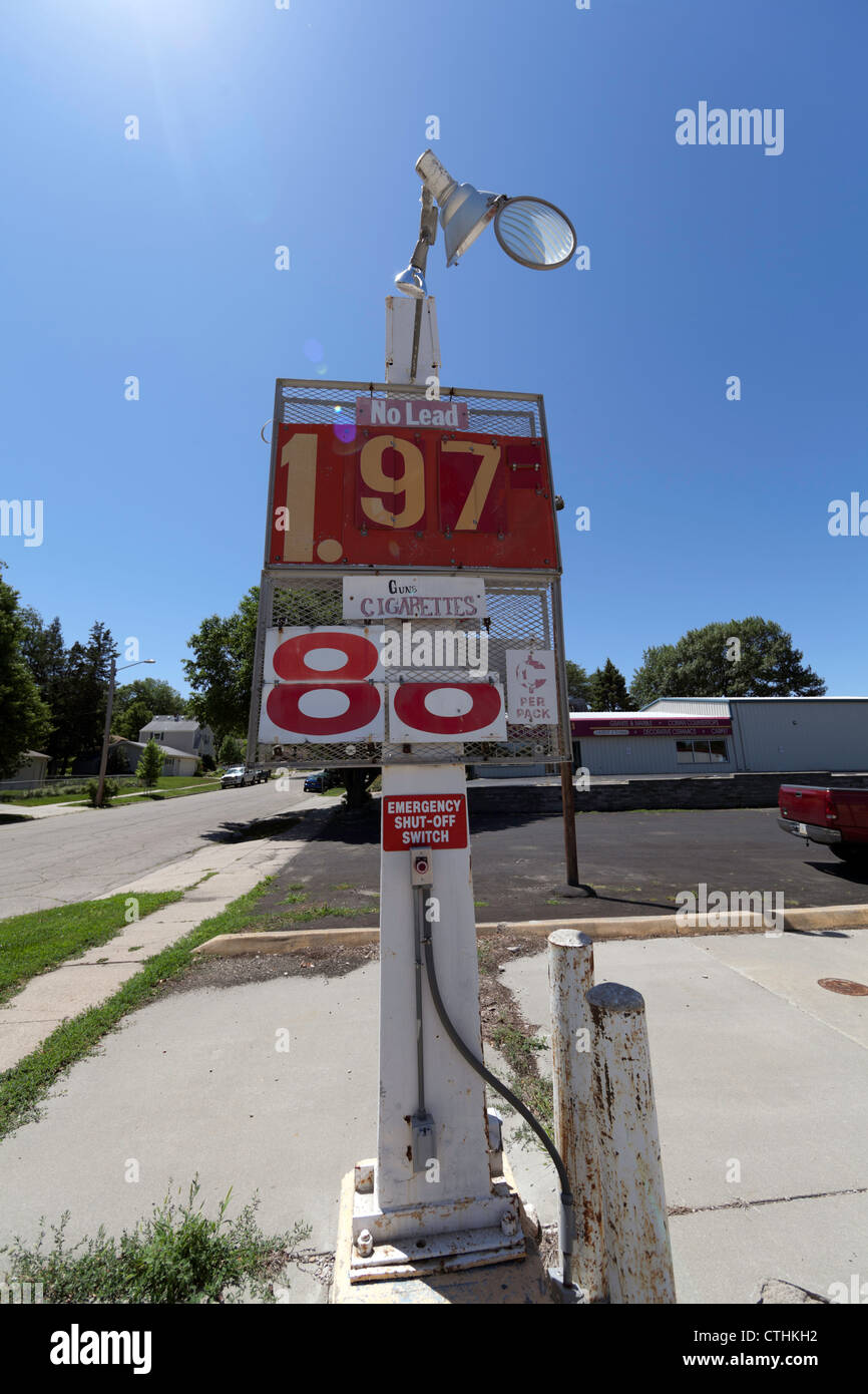 Old gas station price sign reading 1.97 Stock Photo Alamy