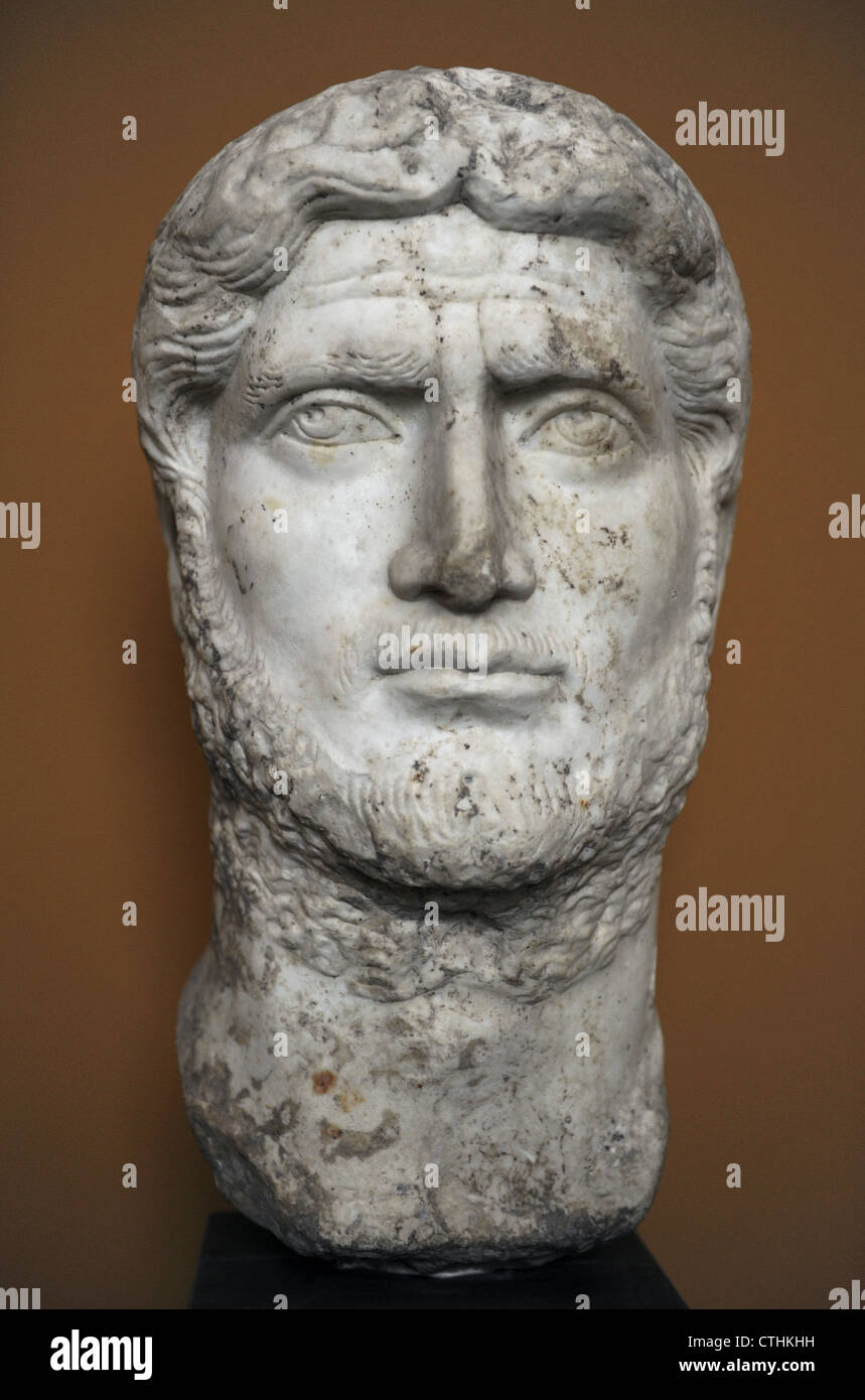 Gallienus (c. 218-268). Roman Emperor with his father Valerian from 253 to 260, and alone from 260 to 268. Bust. Marble. Stock Photo