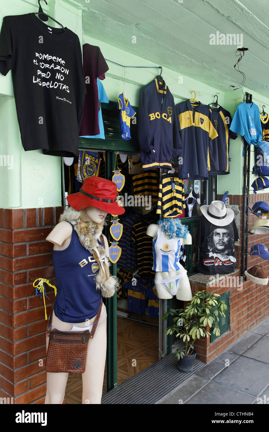 Soccer Souvenirs in La Boca, Buenos Aires, Argentina Stock Photo