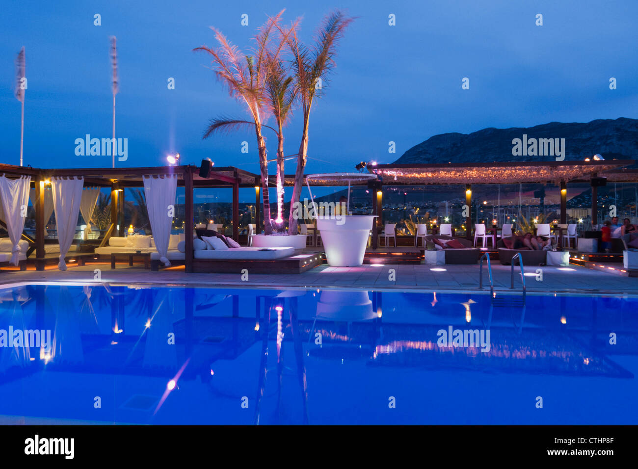 Denia Port, Beach Club, Pool, Costa Blanca, Spain Stock Photo