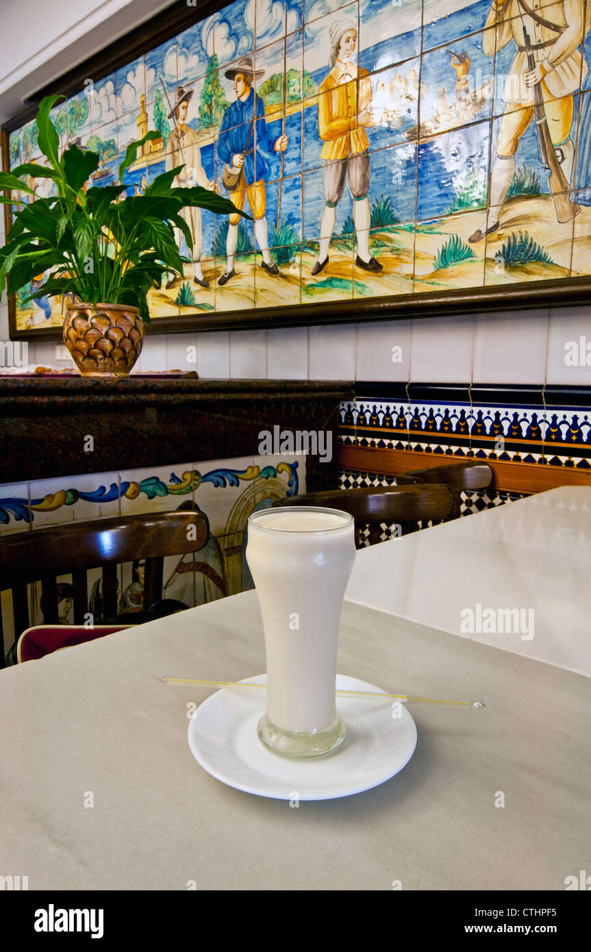 Horchata (orxata), a traditional Spanish beverage, Valencia, Spain Stock Photo