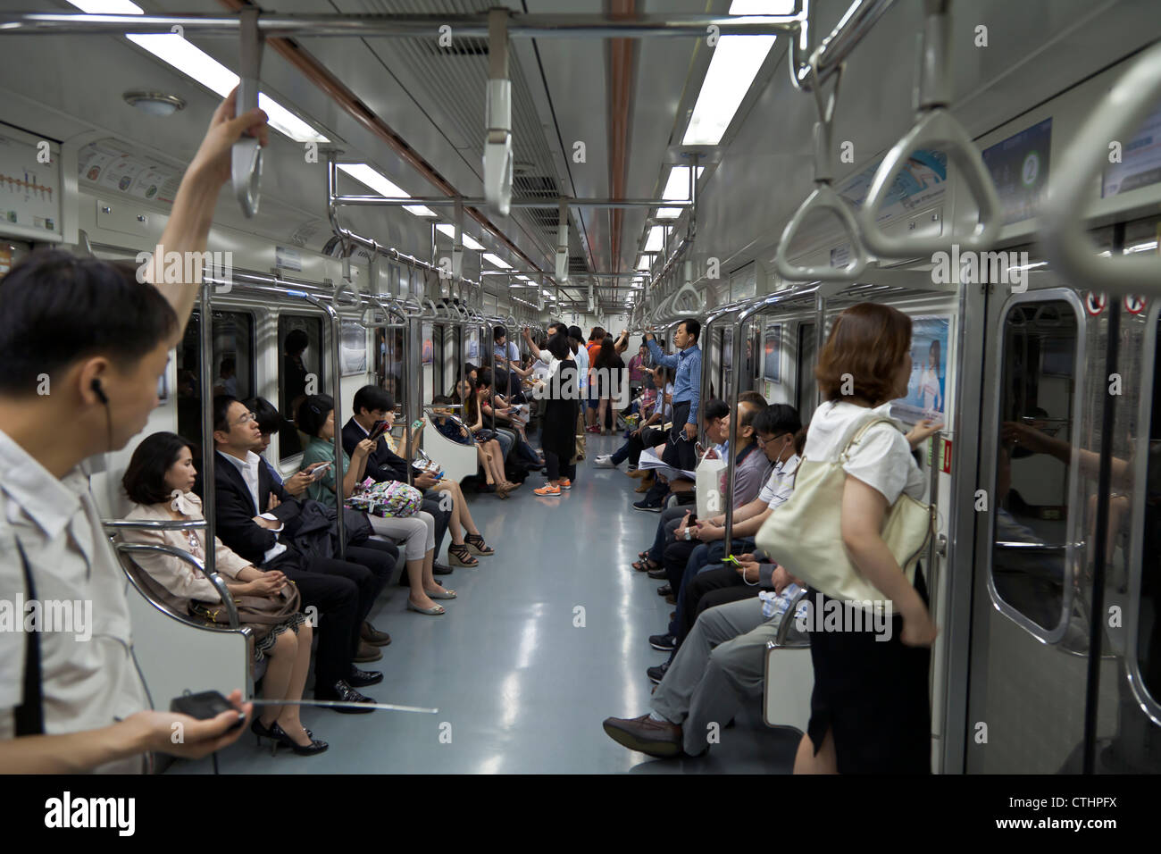 Passengers on a Subway in Seoul, South Korea Stock Photo Alamy