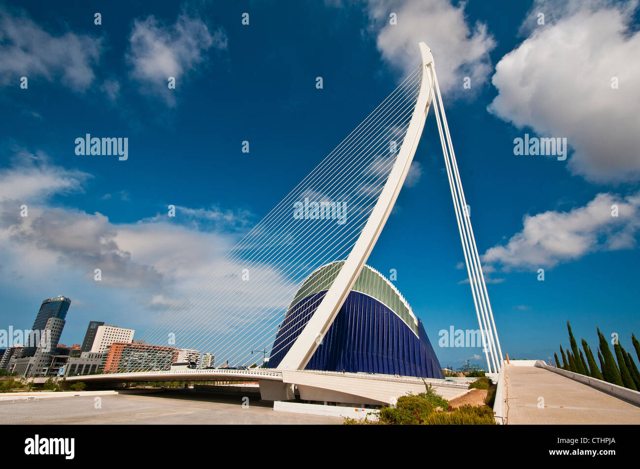 The Assut de l'Or Bridge, City of Arts and Sciences complex, Valencia, Spain Stock Photo