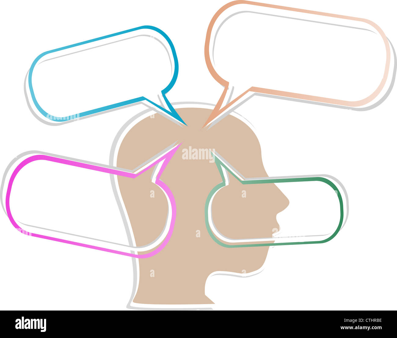 woman head silhouette with abstract speech bubble Stock Photo - Alamy