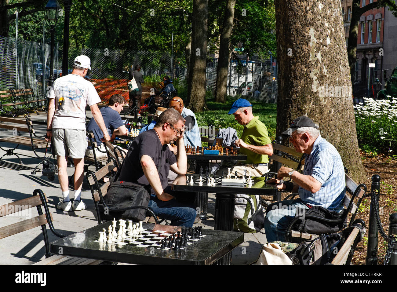 Washingston Square Park, Chess Player outdoor, New York Stock Photo