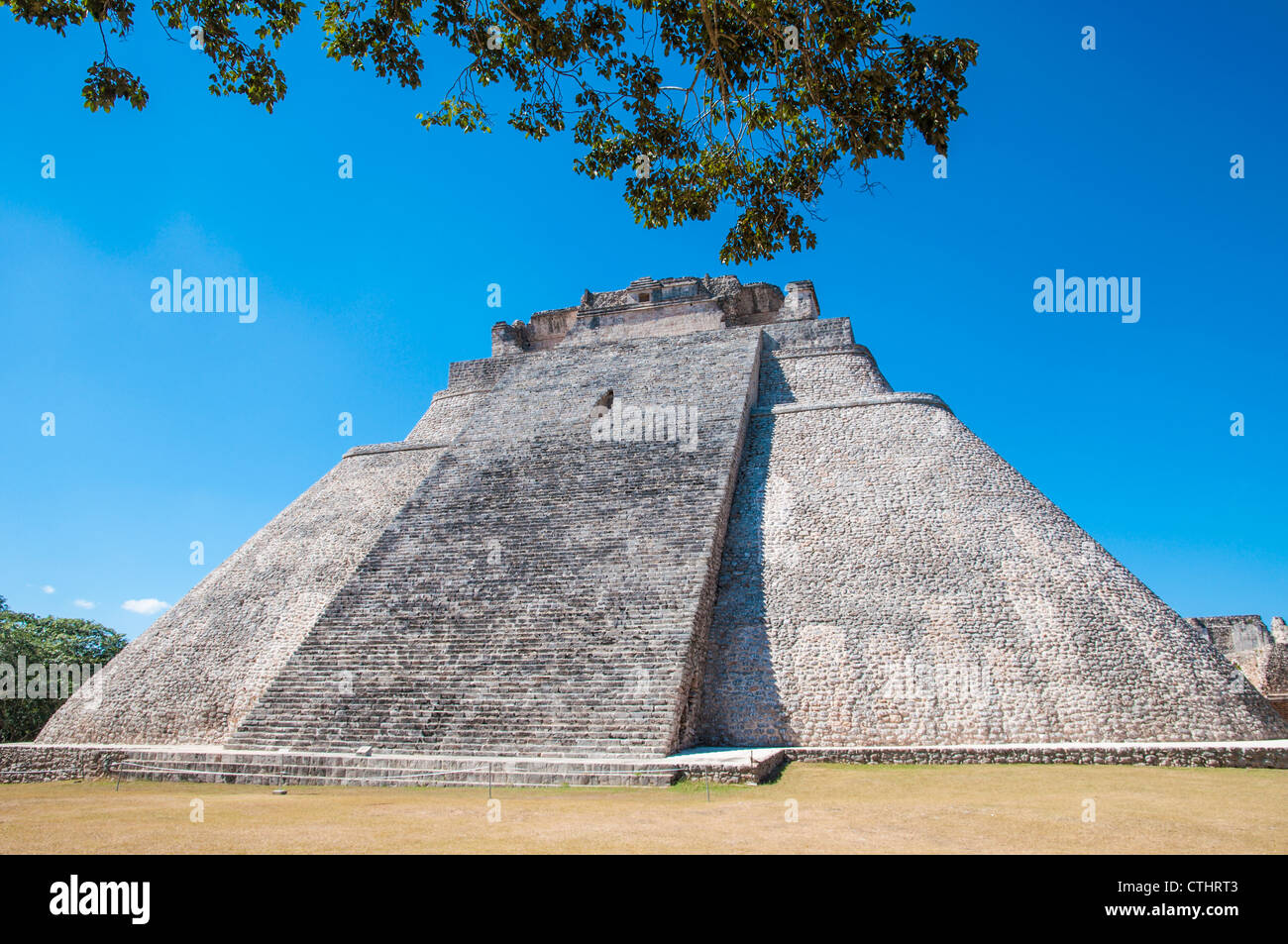 Adivino-Pyramid at Uxmal on the Yucatan peninsula, Mexico Stock Photo