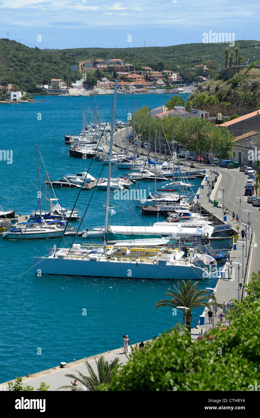 Deep natural harbour port of mahon menorca balearic islands spain Stock