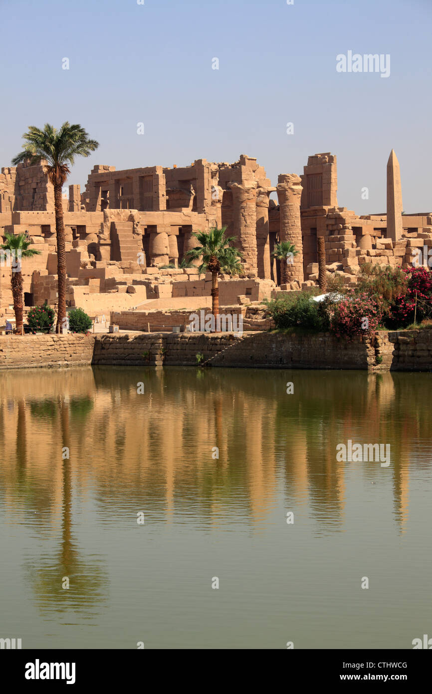 The Sacred Lake of Precinct of Amun-Re, Karnak Temple Complex, Luxor, Egypt Stock Photo