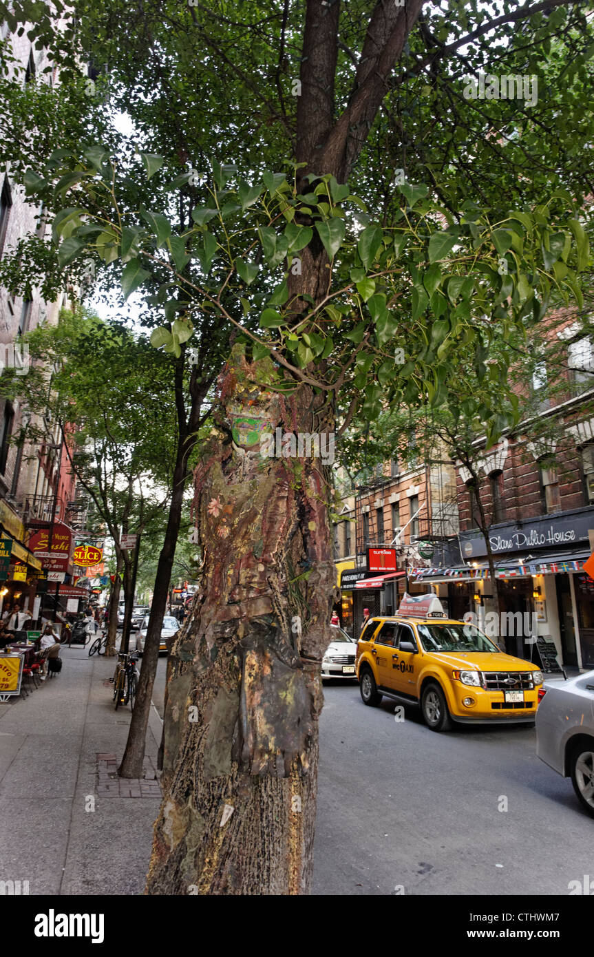 Living Tree Man, Street Artist in Greenwich Village , New York, USA, Stock Photo