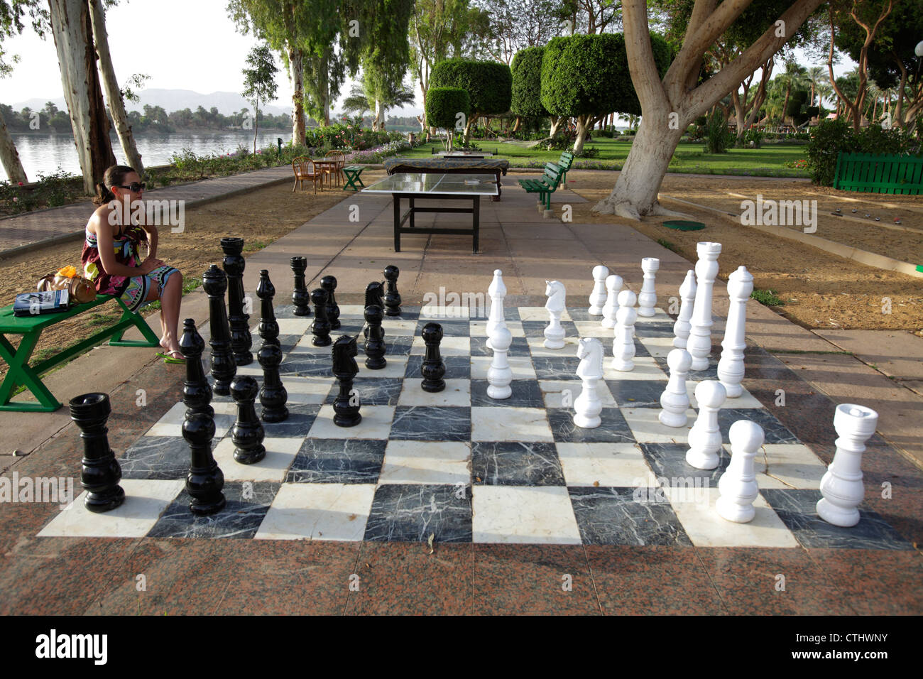 Giant chessboard at Maritim Jolie Ville Kings Island, Luxor, Egypt Stock Photo