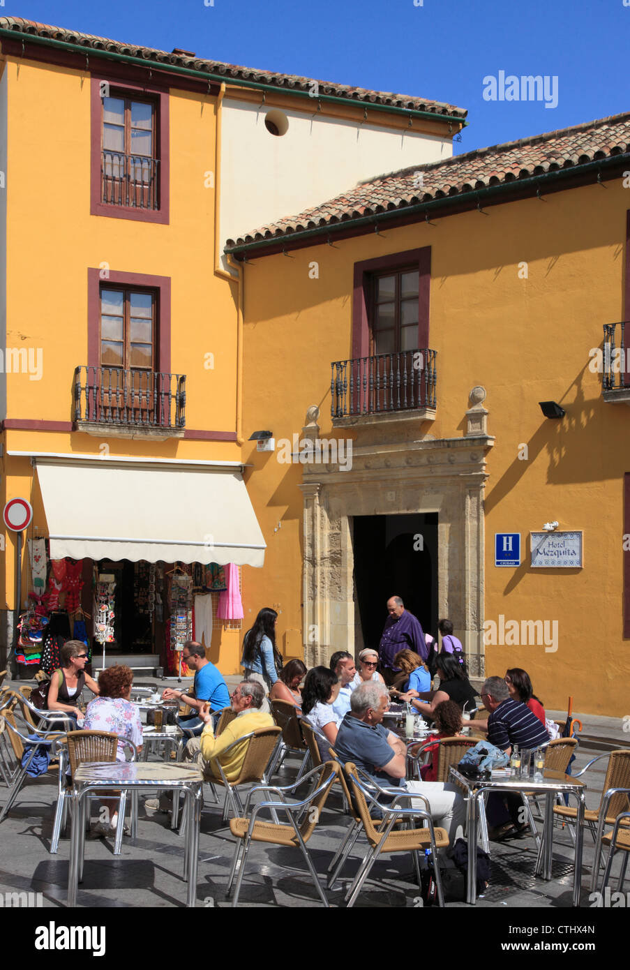 Spain; Andalusia; Cordoba, street cafe, people, Stock Photo