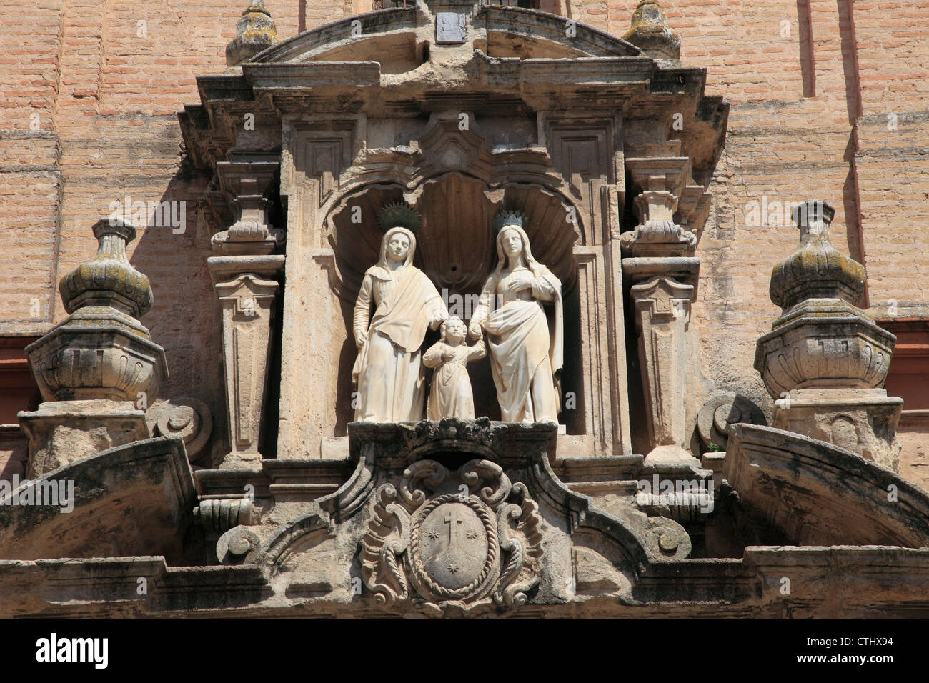 Spain; Andalusia; Cordoba, church, architecture detail, statues, Stock Photo