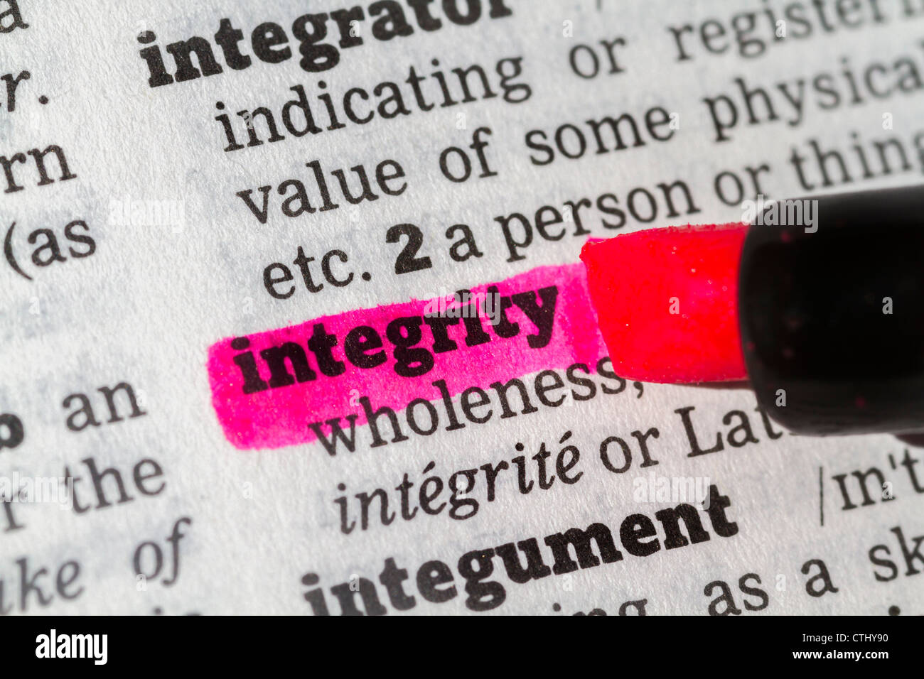 Integrity Dictionary Definition highlighted with a pen Stock Photo Alamy